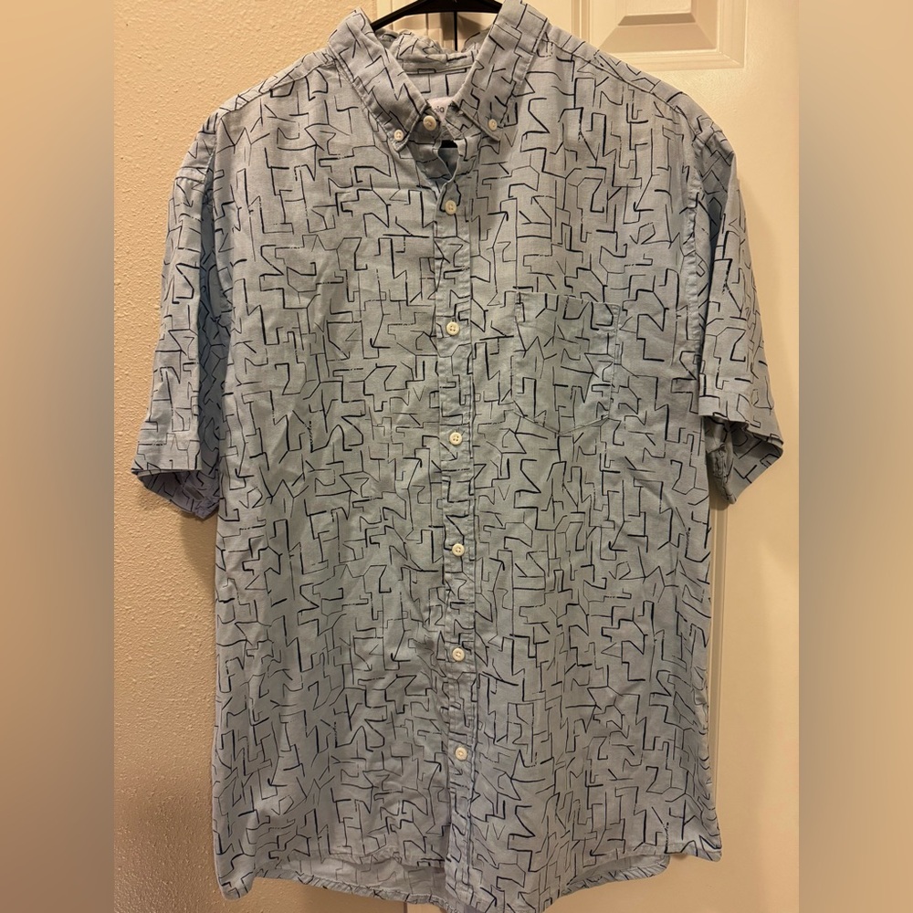 Men's Onia Blue Patterned Shirt | Linen Material | Size: Large